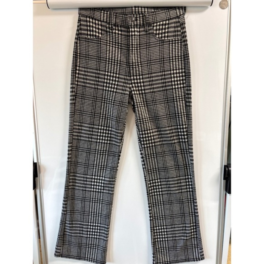 American Eagle size 2 soft bootcut plaid black white pants